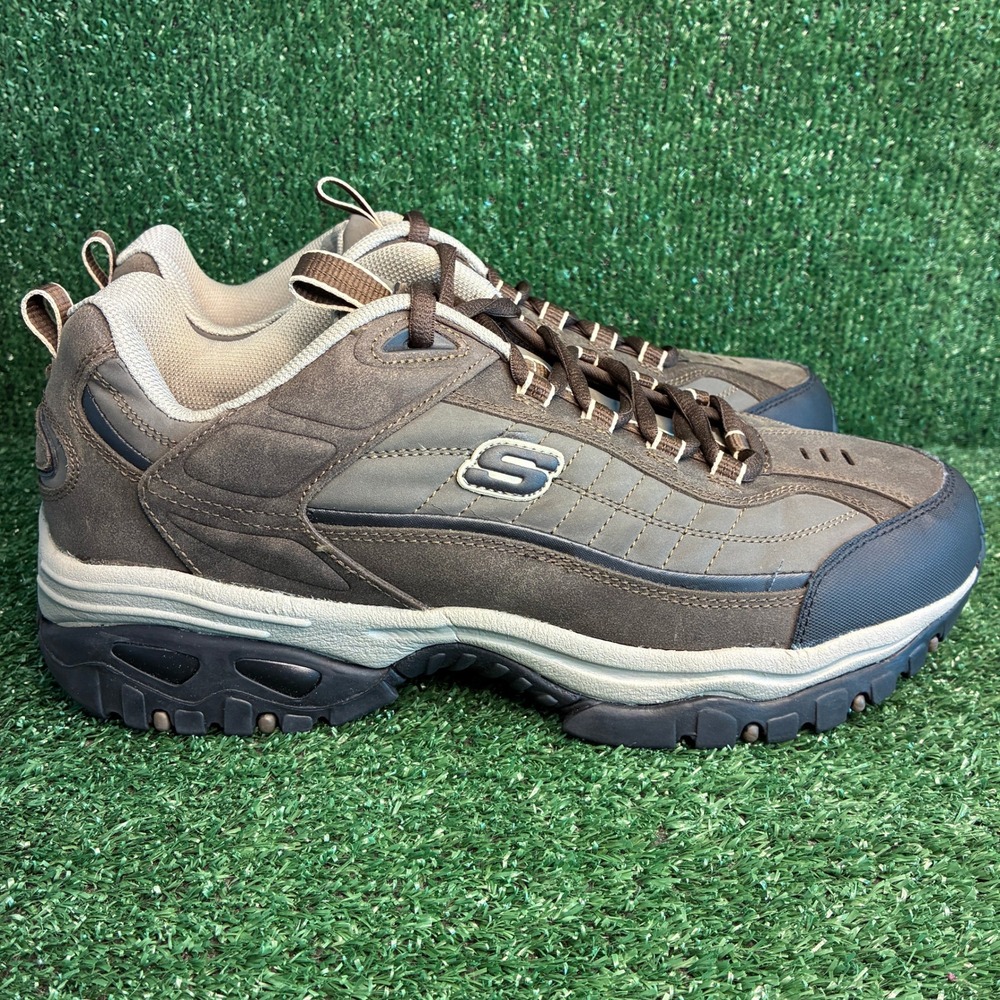 NEW Skechers Sport Energy Downforce Leather Gorpcore Sneakers Brown Mens 14 Wide